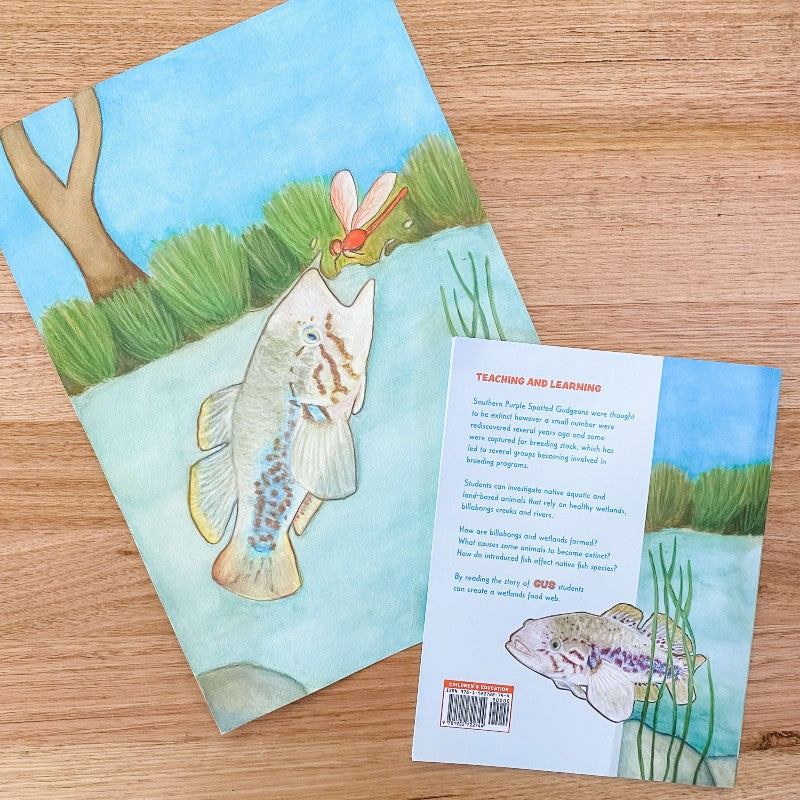 Epic kits explore play imagine create. Small world play, sensory play. Gus the Southern purple spotted gudgeon book. Extinct fish. Fish breeding programs. Wetlands, billabongs. Endangered native fish.