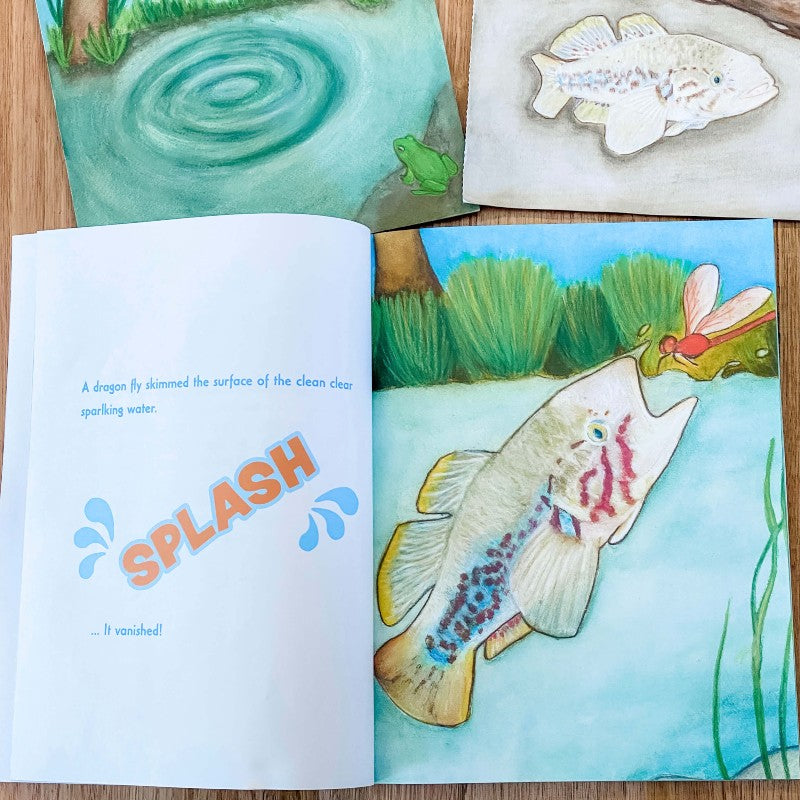 Epic kits explore play imagine create. Small world play, sensory play. Gus the Southern purple spotted gudgeon book. Extinct fish. Fish breeding programs. Wetlands, billabongs. Endangered native fish.