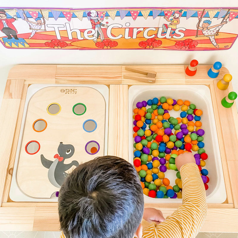 epic-kits-small-world-sensory-play-ideas-toddler-play-ikea-flisat-table-trofast-insert-felt-balls-flisat-inserts-australia-flisat-trofast-tub-inserts-rainbow-seal